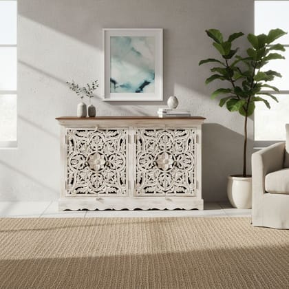 Hand Carved Wooden Cabinet Sideboard