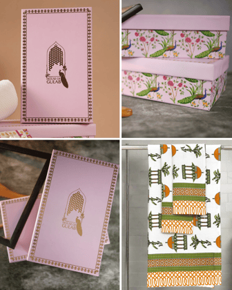 Gift Set - Handblock Printed Towels - 1 Bath + 2 Hand Towels-Hand Block / 30X60 Inches, 15X30 Inches / 1 Bath,2 Hand Towel