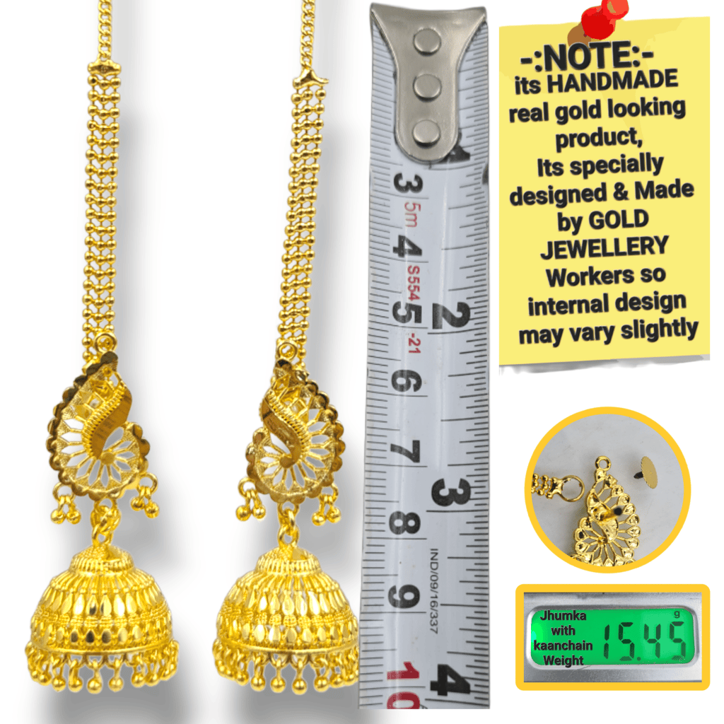 Opulent Gold-Plated Double Curtain Jhumka Earrings – Traditional Indian Bridal Jewelry for Special Occasions