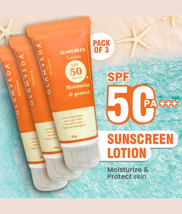 Glamveda SPF 50 Sunscreen Lotion For All Skin Type ( Pack of 3 )