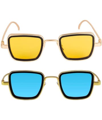 Kanny Devis - Gold Rectangular Sunglasses ( Pack of 2 )