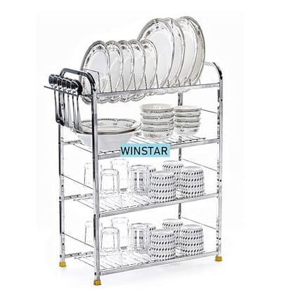 WINSTAR Stainless Steel 4 Shelf Wall Mount Kitchen Utensils Rack