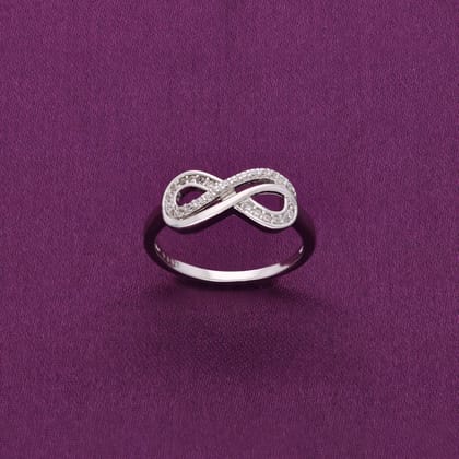 Pave Diamond Infinity Silver Ring-White Stone / Silver / US 5 (15.6 mm Diameter)
