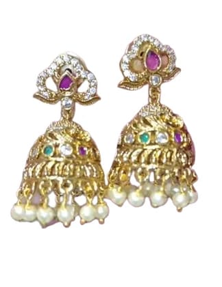 Mesmerizing One Gram Gold CZ Stone Jumkhas