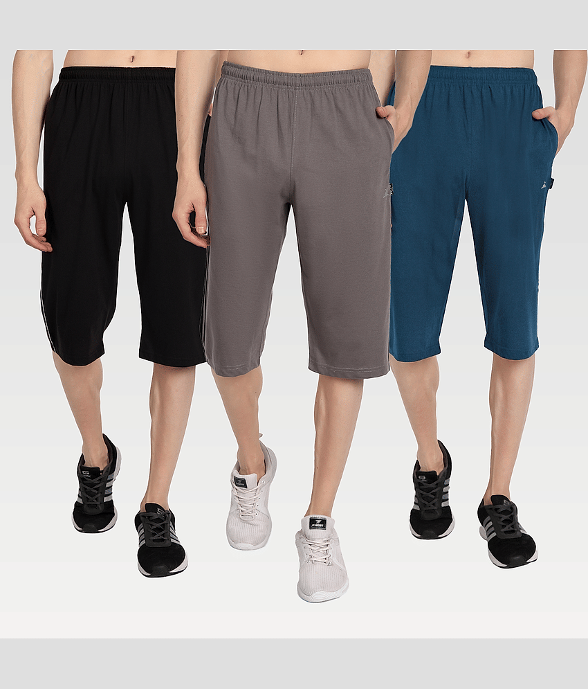 Zeffit - Multi Cotton Blend Men's Three-Fourths ( Pack of 3 )