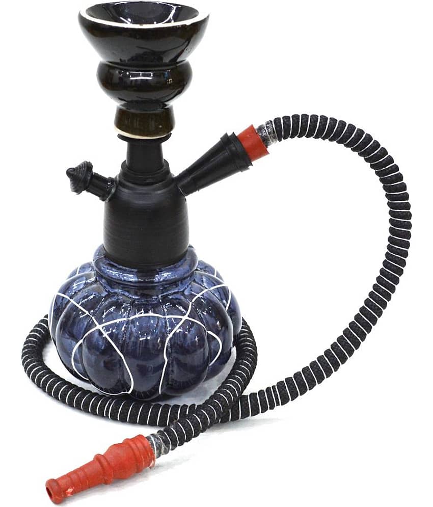 MAHISON LIFESTYLE Black 12 cm Glass Table Hookah - Pack of 1