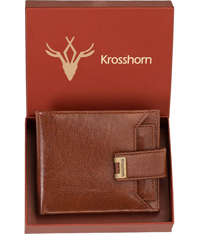 Krosshorn - Brown Faux Leather Men's Regular Wallet ( Pack of 1 )