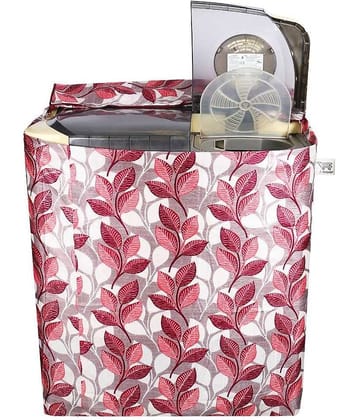 E-Retailer Classic Pink Flower With Square Design Semi-Automatic Washing Machine Cover For 7.5 Kg Capacity