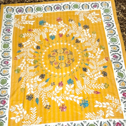 Hand Quilted Kantha Bedcover--90 x 100 inches