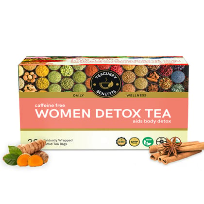 TEACURRY Women Detox Tea (1 Month Pack, 30 Tea Bags) - Helps with Weight Loss, Liver Detox and Intestinal Health TEACURRY Women Detox Tea (1 Month Pack, 30 Tea Bags) - Helps with Weight Loss, Liver Detox and Intestinal Health