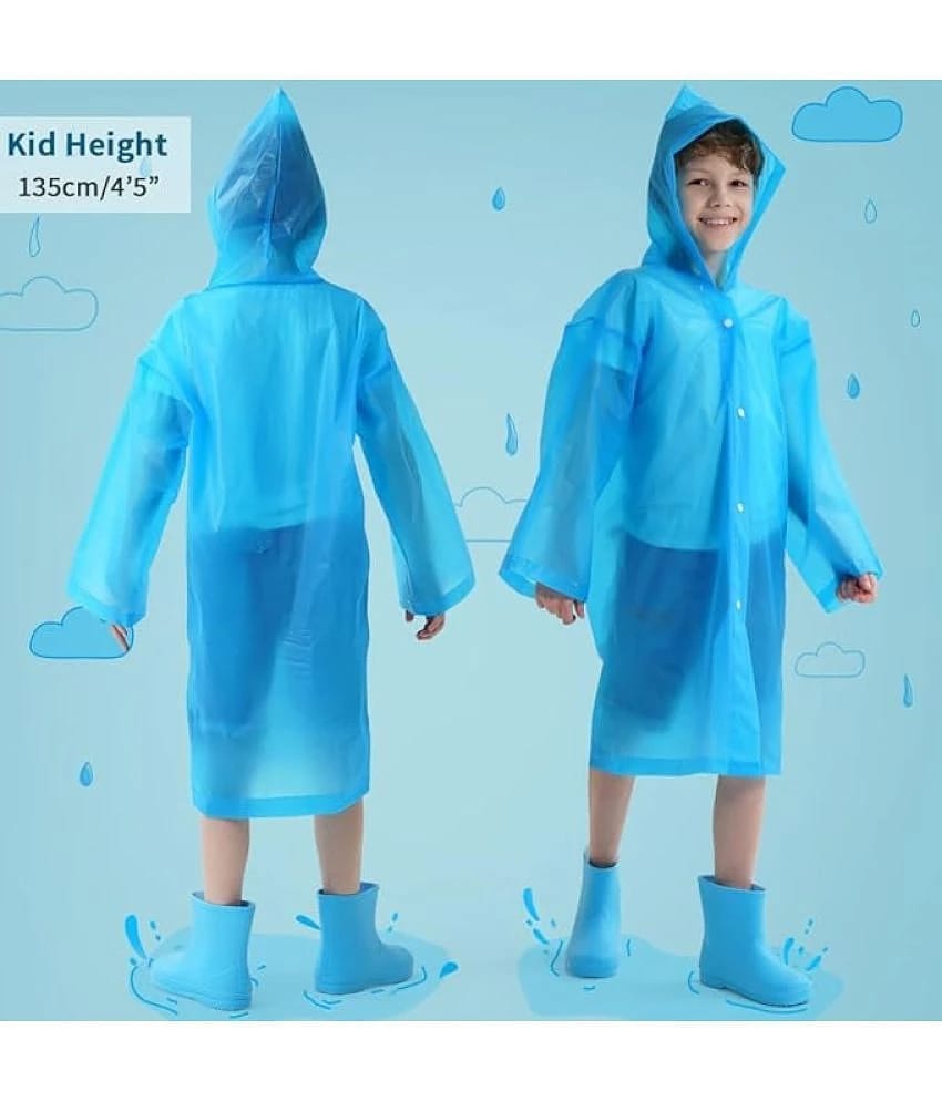 INFISPACE Kids Reusable EVA Rain Poncho Raincoat| Rain Jackets Long with Hood Eva Boys Blue C Color Raincoat pack of 1-10 - 11 Years - None