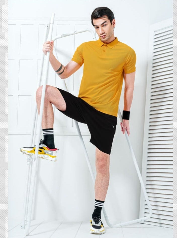 TechnoSport Polo Neck Half Sleeve Dry Fit T Shirt for Men OR-51 (Yellow)-S