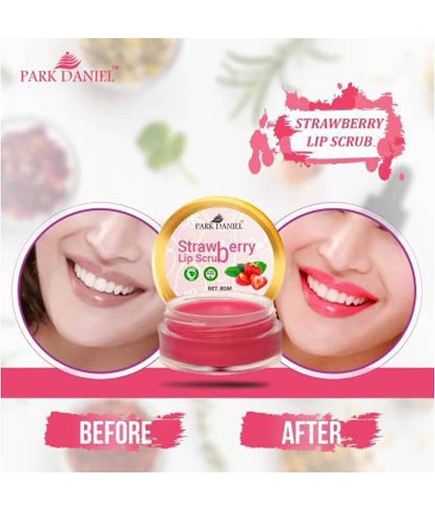 Park Daniel Strawberry Lip Scrub-For Lightening & Brightening of Dark Lips Exfoliator 8 gm