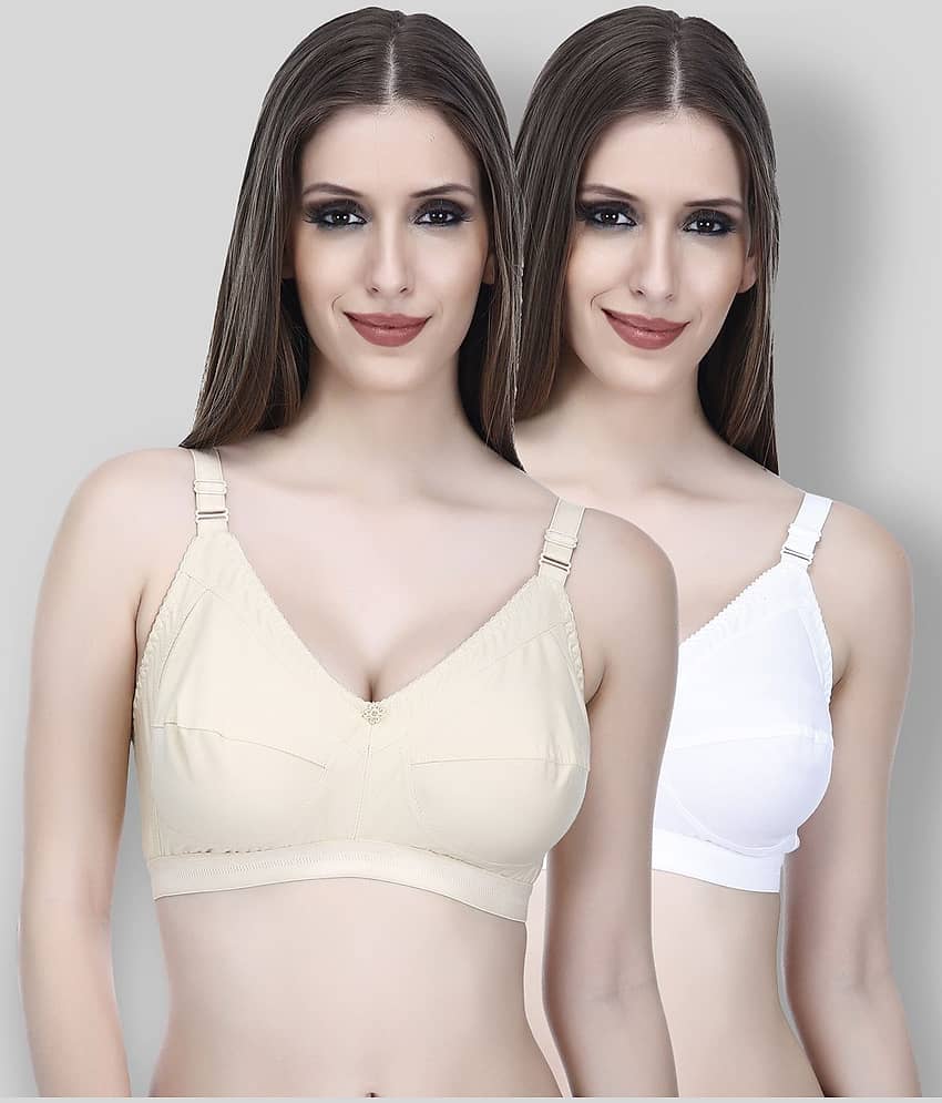 Elina Pack of 2 Cotton Non Padded Women's T-Shirt Bra ( Multi Color )