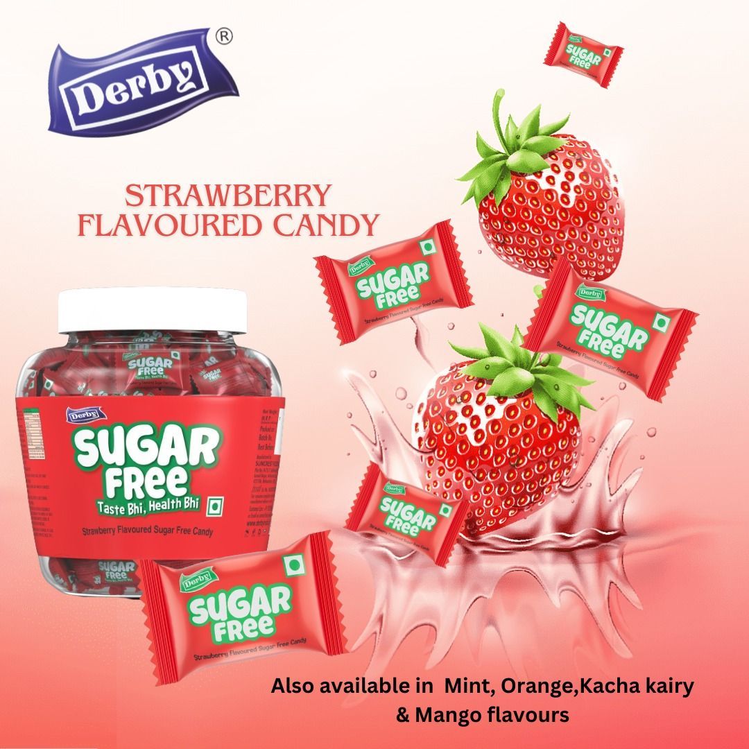 Derby Strawberry Flavoured Sugar-Free Hard Candies, Approx 115 candies 330g