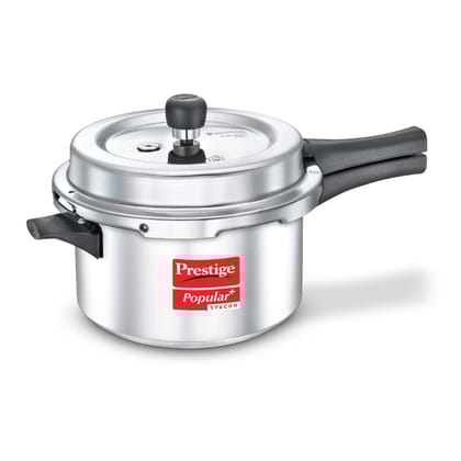 Prestige Popular Plus Svachh Virgin Aluminium Spillage Control Pressure Cooker, 4 L (Silver)