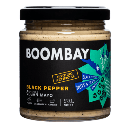 BOOMBAY Black Pepper Vegan Mayo - Use as a Curry Paste, Pasta Sauce, Spread on Bread, 190 gm