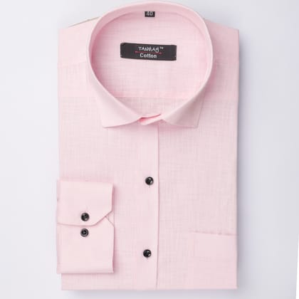 PINK COLOR LINEN COTTON SHIRT FOR MEN-M (38 Inch) (98 CM) / Full
