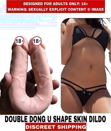 Sexual Wellness Women's Sex Toys Realistic Double Dong U Shape Skin Color Realistic Dildo Best Satisfier Solid Silicon Dildo For Women