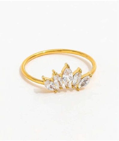 Delicate Gold Ring with Marquise-Cut Crystals