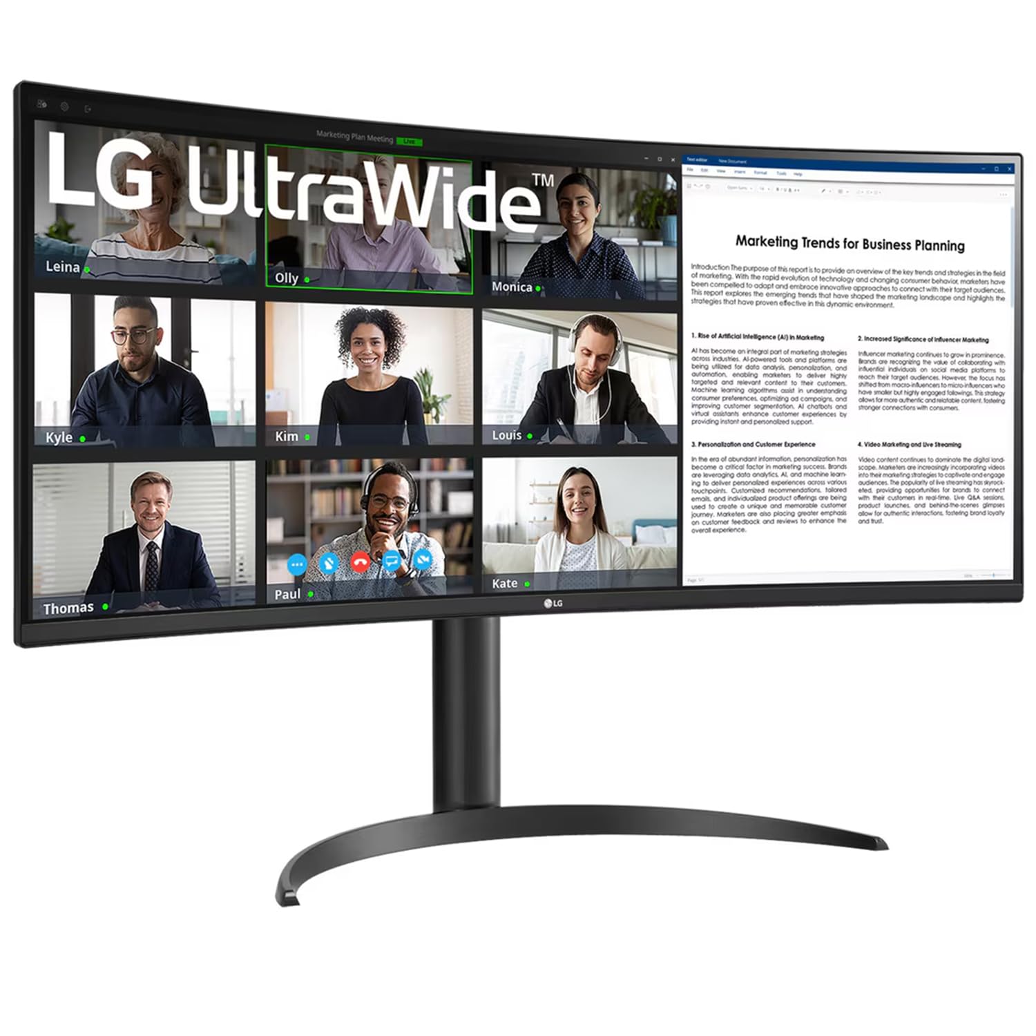 LG 34WR55QC-B (34 inch) 21:9 WQHD (3440 x 1440) Curved Ultra Wide Monitor, HDR 10, USB Type-C with PD, AMD Free Sync, Virtually Borderless, Height Tilt-Black