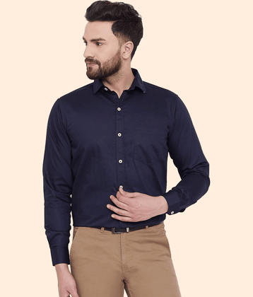 YUG ART - Navy Blue Cotton Regular Fit Men's Formal Shirt ( Pack of 1 )