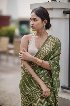 Natural dyed Dabu sarees -Prakriti