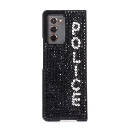 Customized "POLICE" Fold 2 Black And Silver Swarovski Crystal Zardosi Mobile Cover By Brune & Bareskin-Fold 2