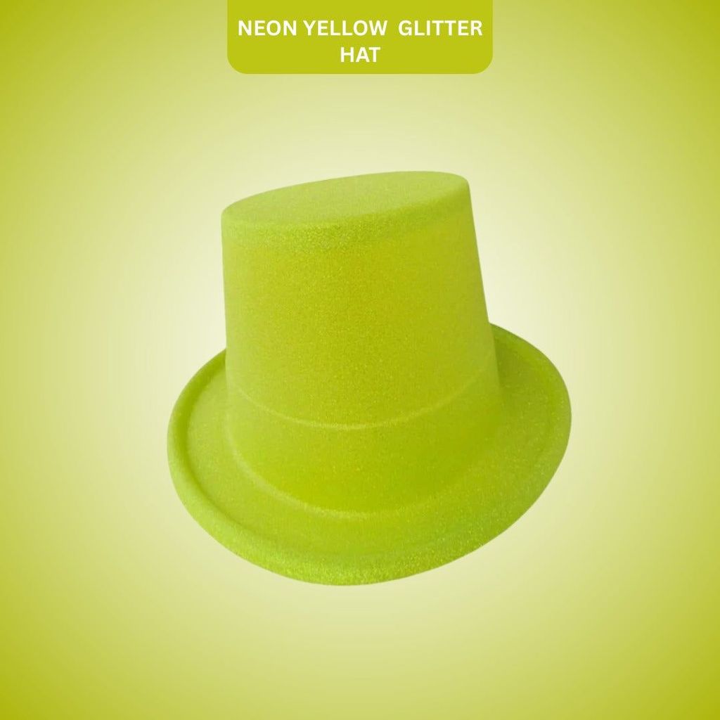 Neon Yellow Glitter Hat for Adults - Party and Festive Needs | Buy online on ZillyBuy