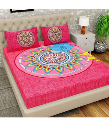 Cosito Cotton 1 Double Bedsheet with 2 Pillow Covers ( Pink )