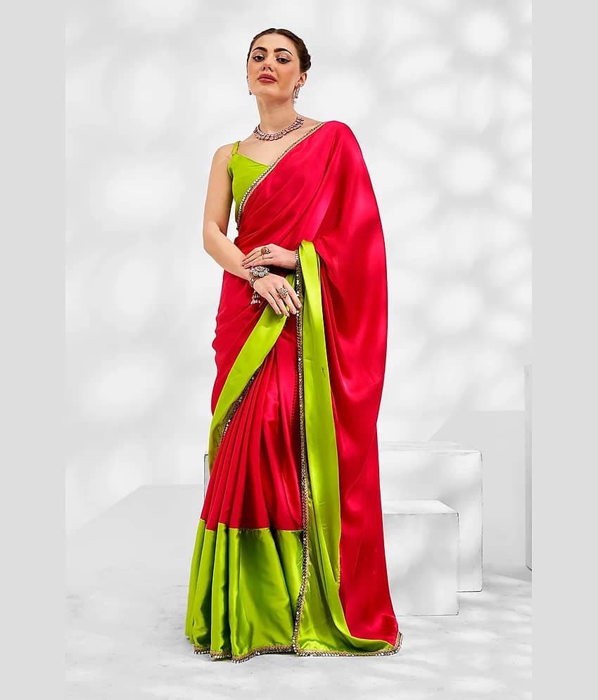 Vastukala Georgette Embellished Saree With Unstitched Blouse Piece ( Multicolor )