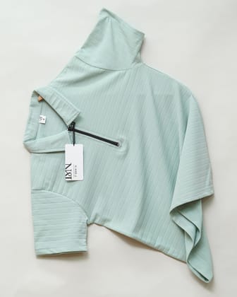 Pista | Pique Square Grid | Polo Zipper T-Shirt-M