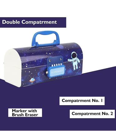 Kids Pen & Pencil Box-Suitcase Style Password Lock Pencil Case-Blue