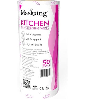 Masking Non-Woven Reusable & Washable Multi Surface Cleaner Wipes Pink 50 no.s
