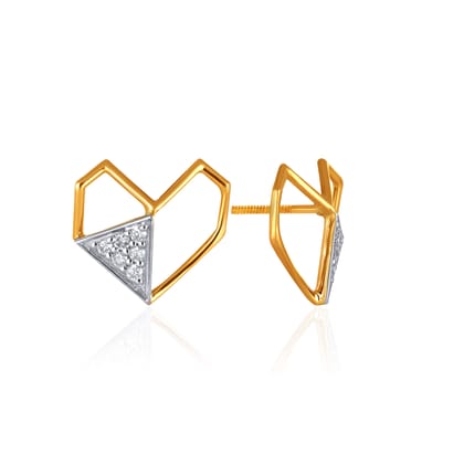 Senco Gold Original Love Diamond Earrings (14K Yellow Gold /FG-SI /1.1 g /0.08 Ct)