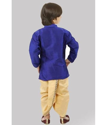 JCT DRESSES Boys Silk Blend Solid - Pattern Dhoti Kurta Set ( Blue , Pack of 1 )