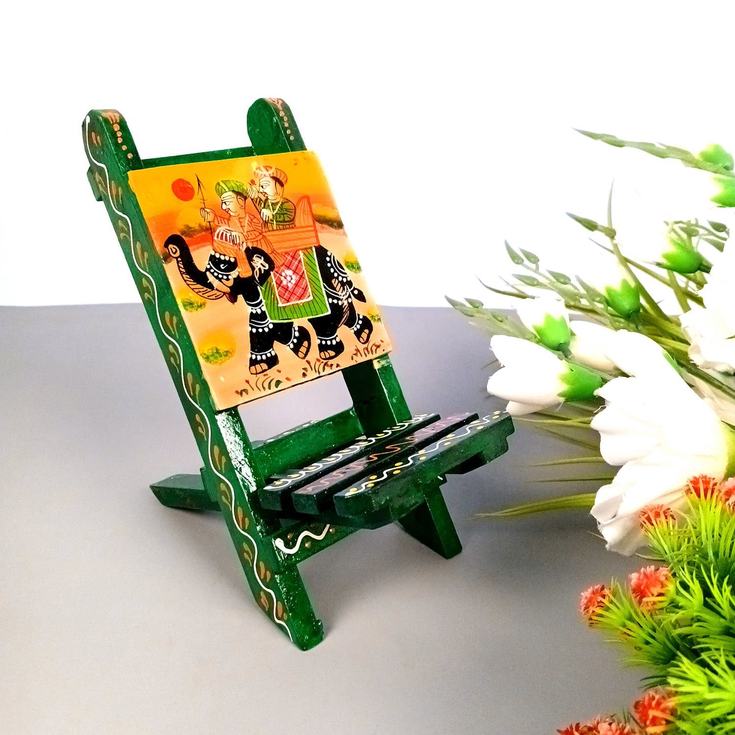 Mobile Holder Stand | Folding Chair Miniature Showpiece | Cell Phone Stand Holder - For Table, Bed, Office Desk, Home Decor & Gifts - 7 Inch