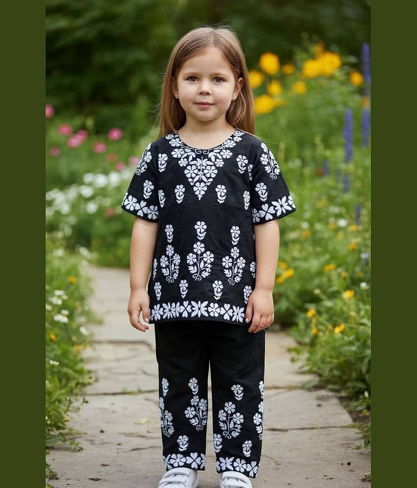 Mullick the designer Pack of 1 Girls Rayon T-shirts & Palazzo ( Black )