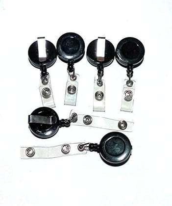 Nawani Metal 6 Pieces Pully ID Card Holders (Black)