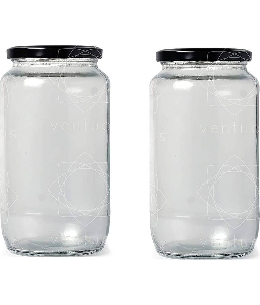 Somil Glass Container Glass Transparent Utility Container ( Set of 2 )