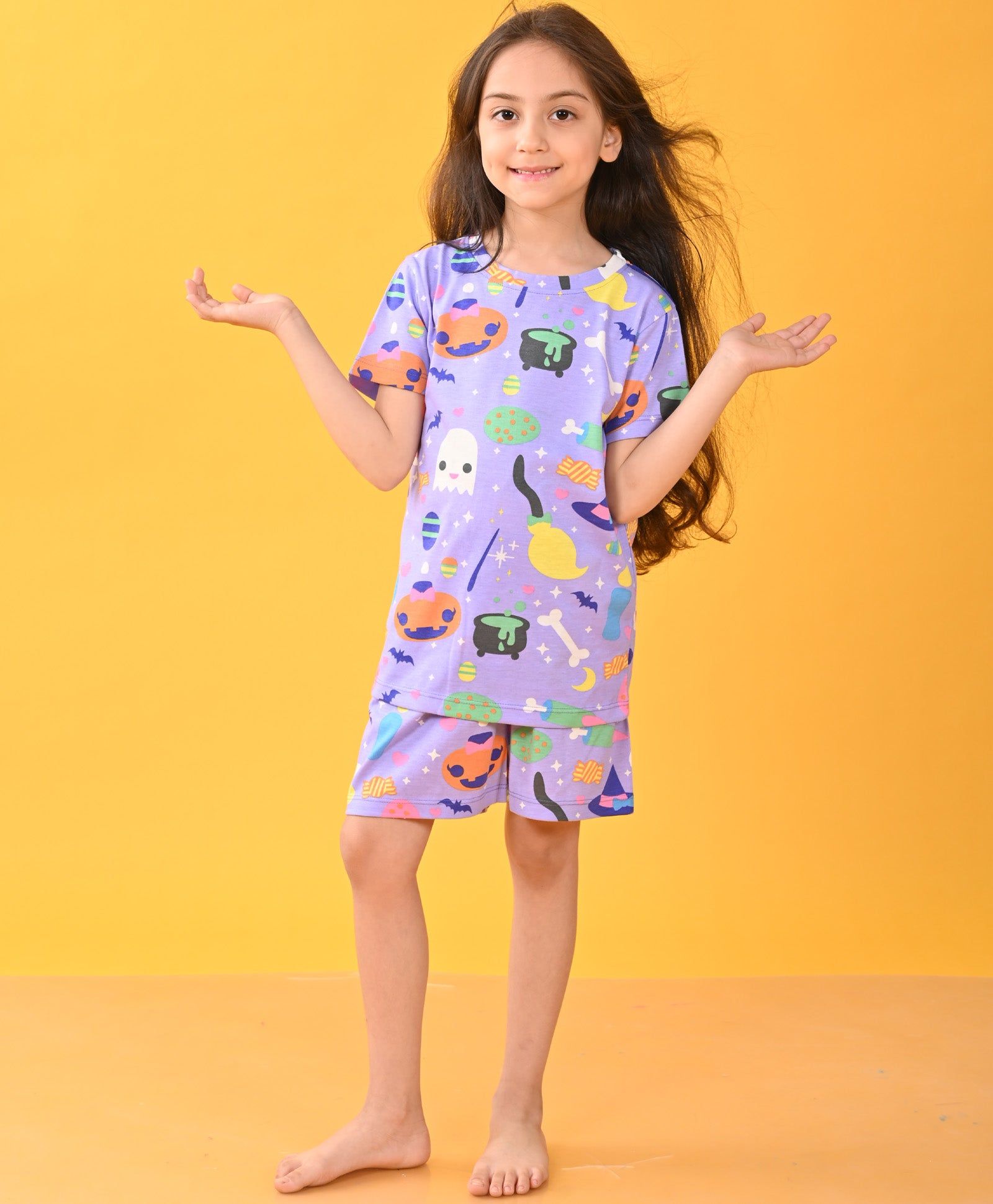 HALLOWEEN SLEEPWEAR SHORT SET - PURPLE-6-12 MONTHS / 2N / BLACK