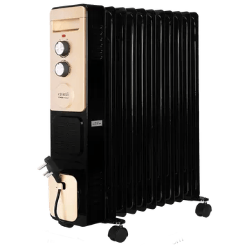 Croma 2900 Watts PTC Fan Oil Filled Room Heater (13 Fin, Thermostatic Knob, Black)