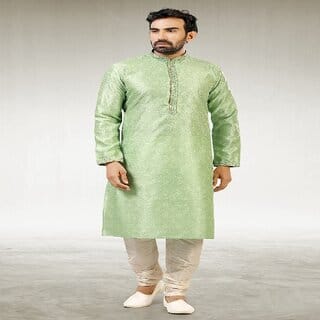 Raivat Ethnic Pista Green Colour Jacquard Silk Brocade Kurta Pajama 1022 Raivat Ethnic Pista Green Colour Jacquard Silk Brocade Kurta Pajama 1022
