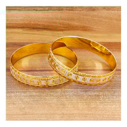 Wedding Traditional 22K Gold Rhodium Metal Chuda Kada Bangle Set Of 2-Size: 2.4 Anna OR 2.25 Inches