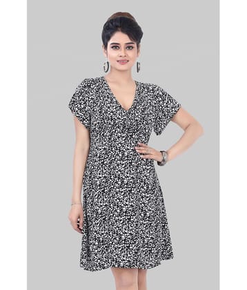 JVNINE Rayon Printed Above Knee Women's A-line Dress - Black ( Pack of 1 ) - None