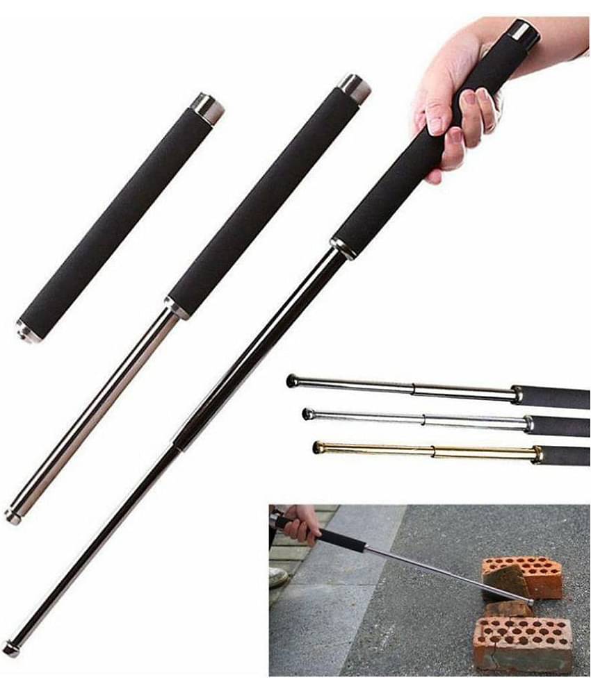 Self Defense Security Baton Telescopic Folding Metal Stick Rod Cushion Grip Heavy Metal Body