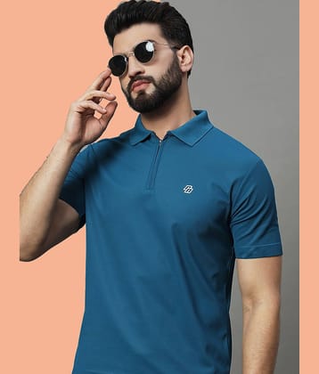 Nuovo Pack of 1 Cotton Blend Regular Fit Solid Half Sleeves Men's Polo T Shirt ( Melange Navy )