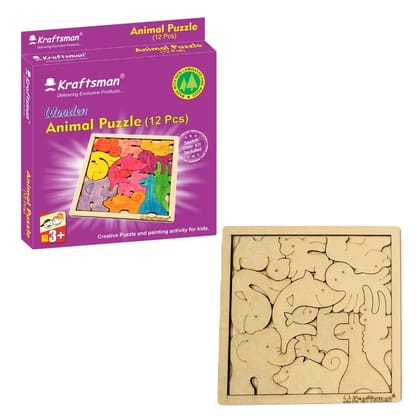 Color Your Puzzle Travel Games for 4+ Kids Fun Learning Educational Board Game (Animal-12P Puzzle)