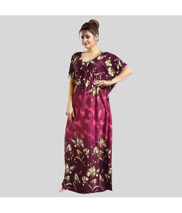 Gutthi - Pink Satin Women's Nightwear Kaftan Night Dress ( Pack of 1 )