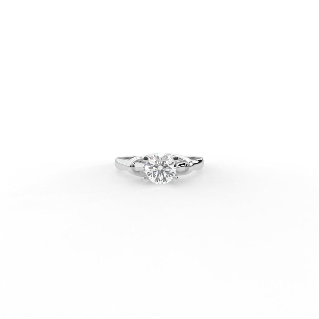 Brad Solitaire Silver Ring for Women-4 / White Gold